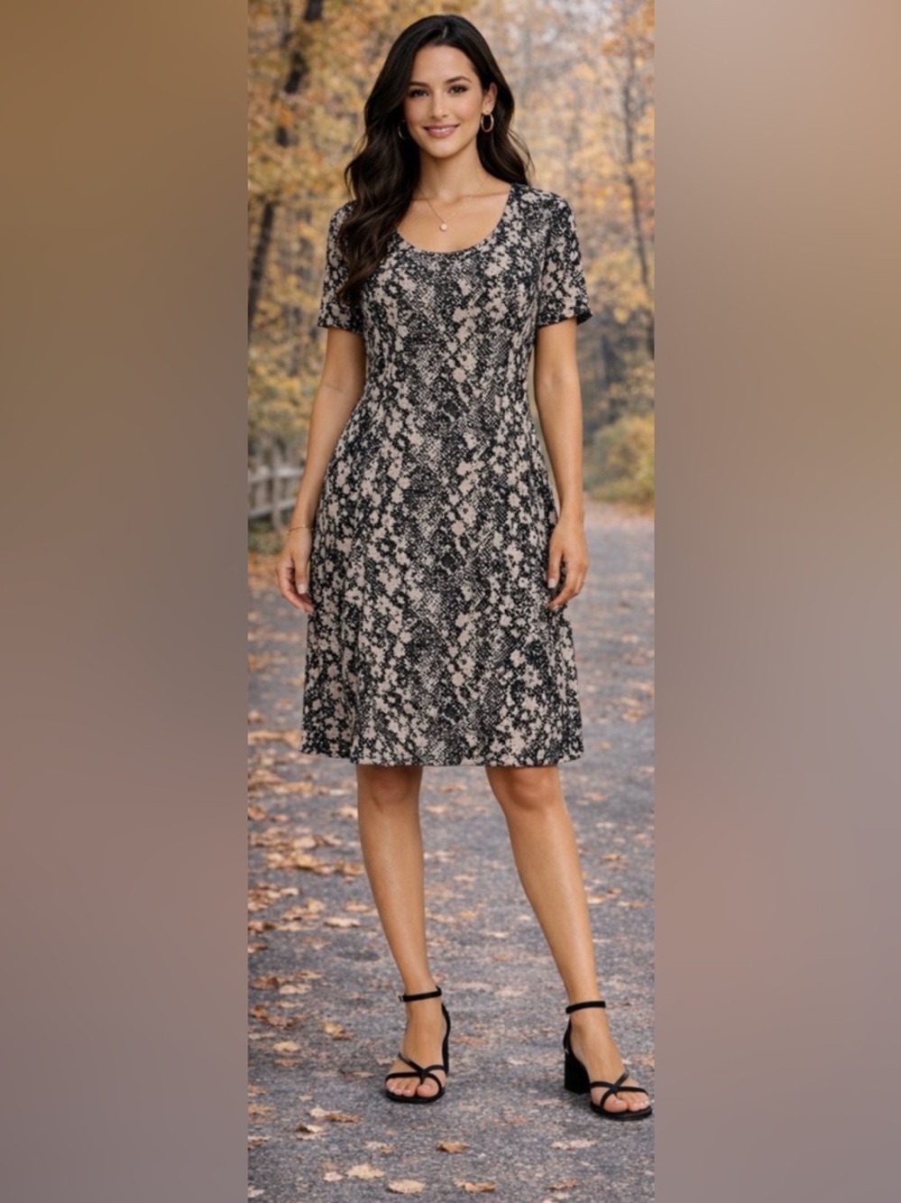 ALEXANDRA + OAT KNEE LENGTH DRESS SIZE S Animal Print/ casual/ Fall Colors